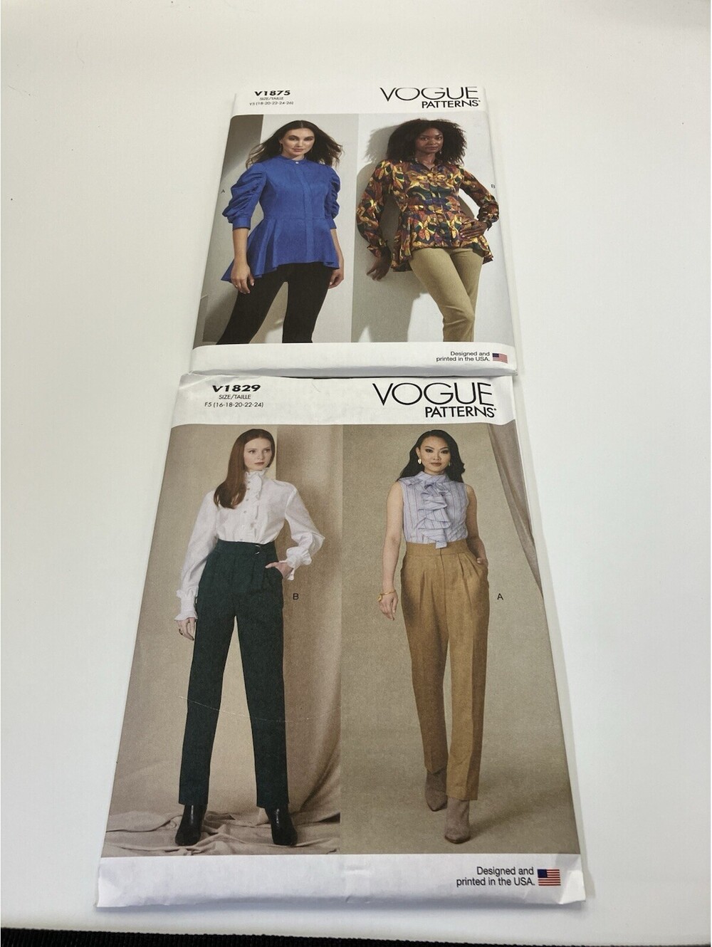 Vogue Women’s Sewing Patterns Lot Of 2 V1829 & V1875